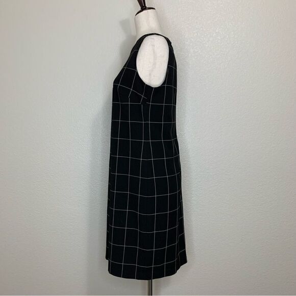 Lauren Ralph Lauren Windowpane Plaid Leather Trim Sheath Dress - Picture 5 of 13